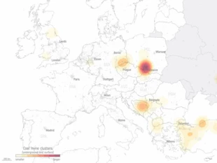 Emisje z metanu kopalniego nad Polską, źródło: ESA